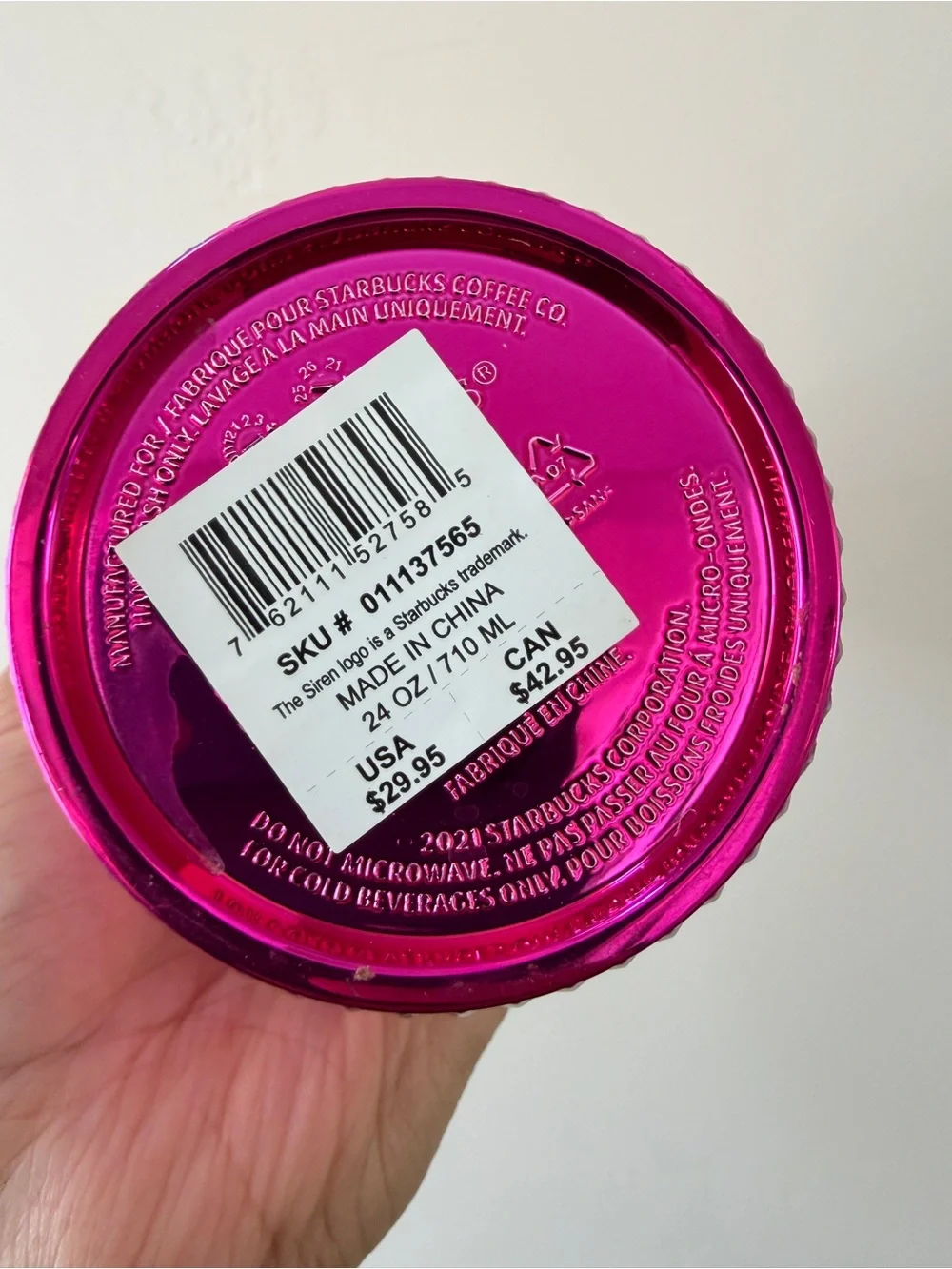 NEW Starbucks 2021 Pink Sangria Bling Metallic Studded Chrome Tumbler 24oz